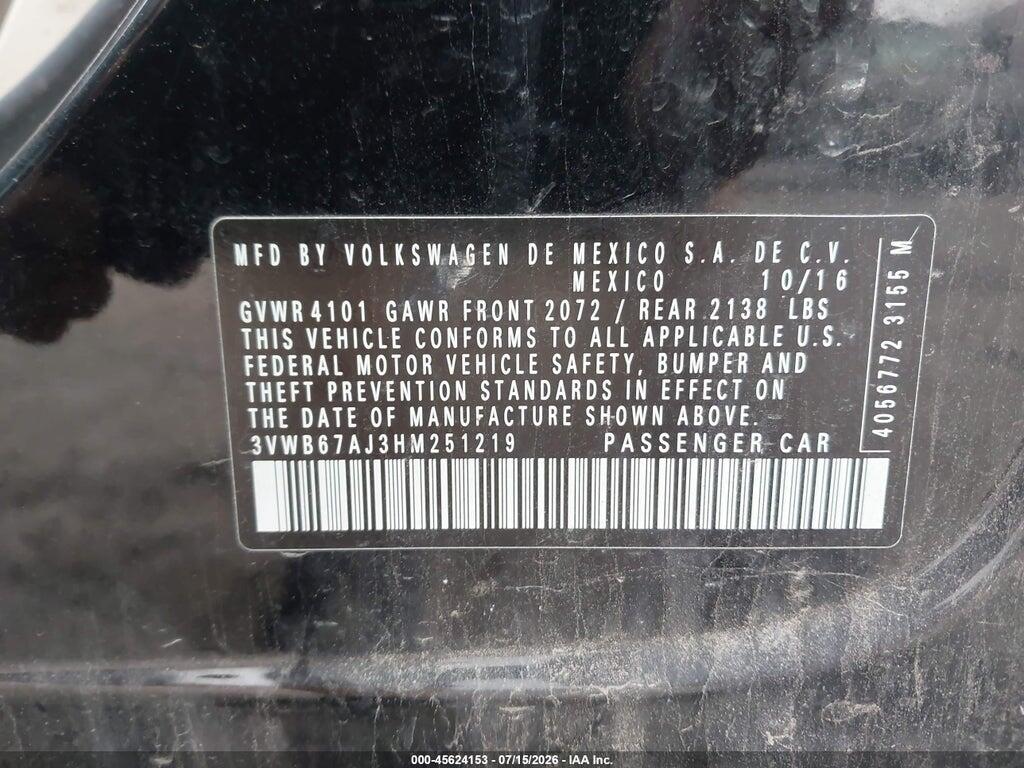 3VWB67AJ3HM251219 2017 VOLKSWAGEN JETTA photo no. 9