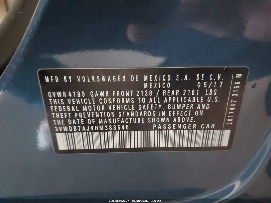 3VWDB7AJ4HM388545 2017 VOLKSWAGEN JETTA photo no. 9