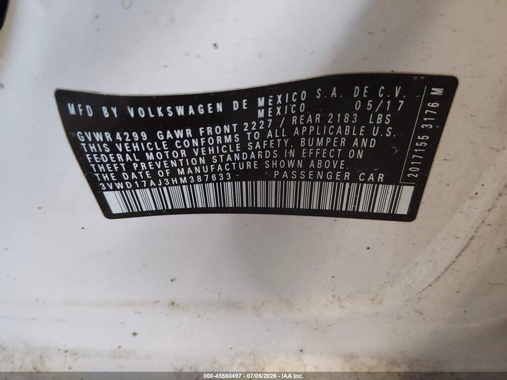 3VWD17AJ3HM387633 2017 VOLKSWAGEN JETTA photo no. 9
