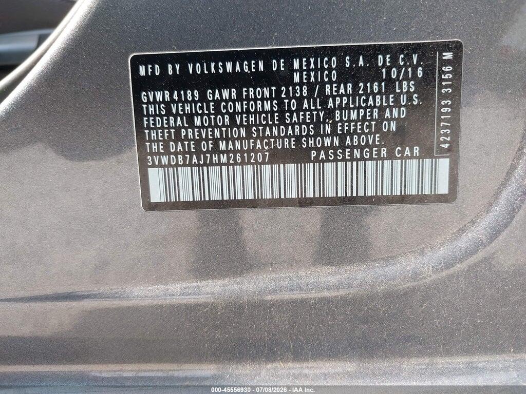 3VWDB7AJ7HM261207 2017 VOLKSWAGEN JETTA photo no. 9