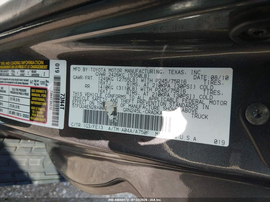 5TFUU4EN2BX003512 2011 TOYOTA TACOMA photo no. 9