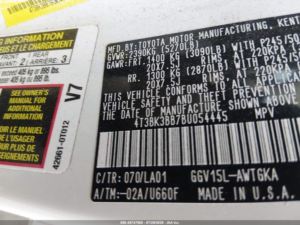 4T3BK3BB7BU054445 2011 TOYOTA VENZA photo no. 9
