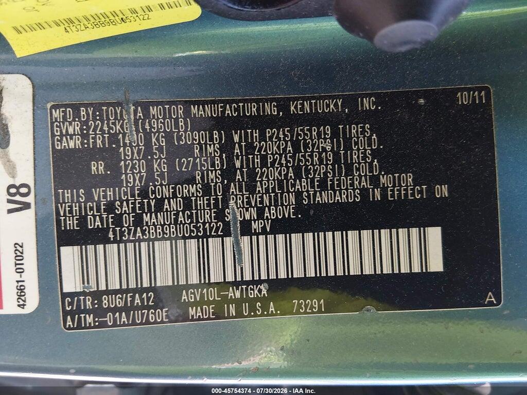4T3ZA3BB9BU053122 2011 TOYOTA VENZA photo no. 9