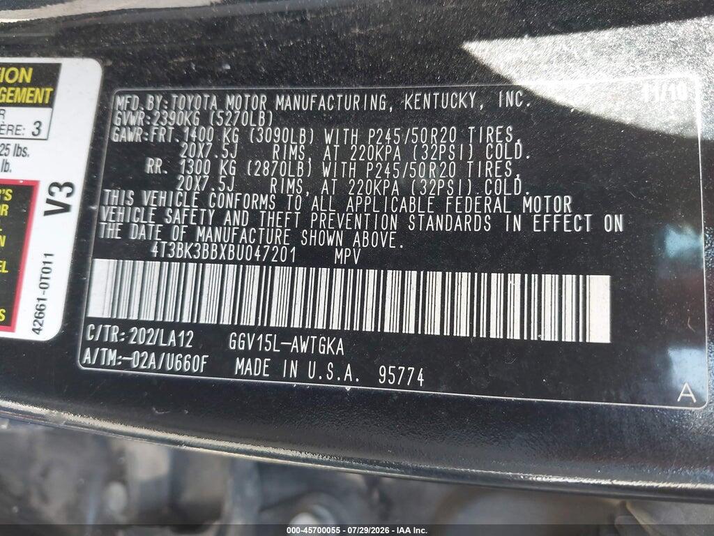 4T3BK3BBXBU047201 2011 TOYOTA VENZA photo no. 9