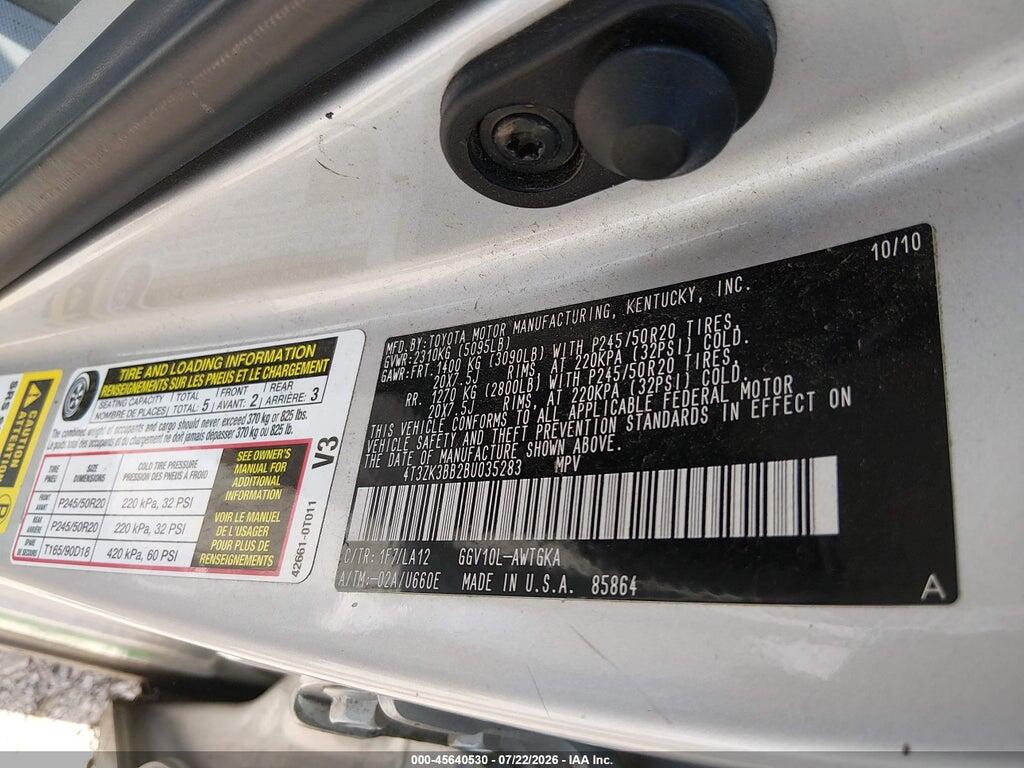 4T3ZK3BB2BU035283 2011 TOYOTA VENZA photo no. 9