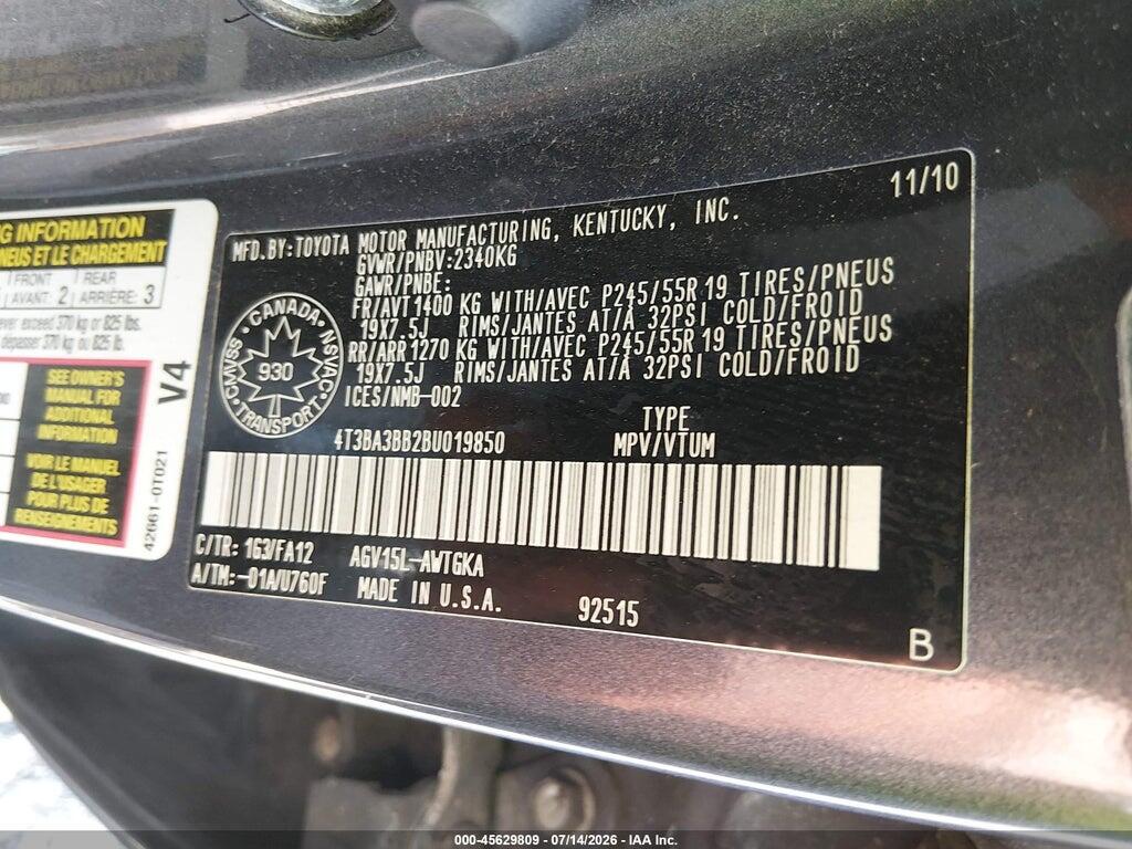 4T3BA3BB2BU019850 2011 TOYOTA VENZA photo no. 9