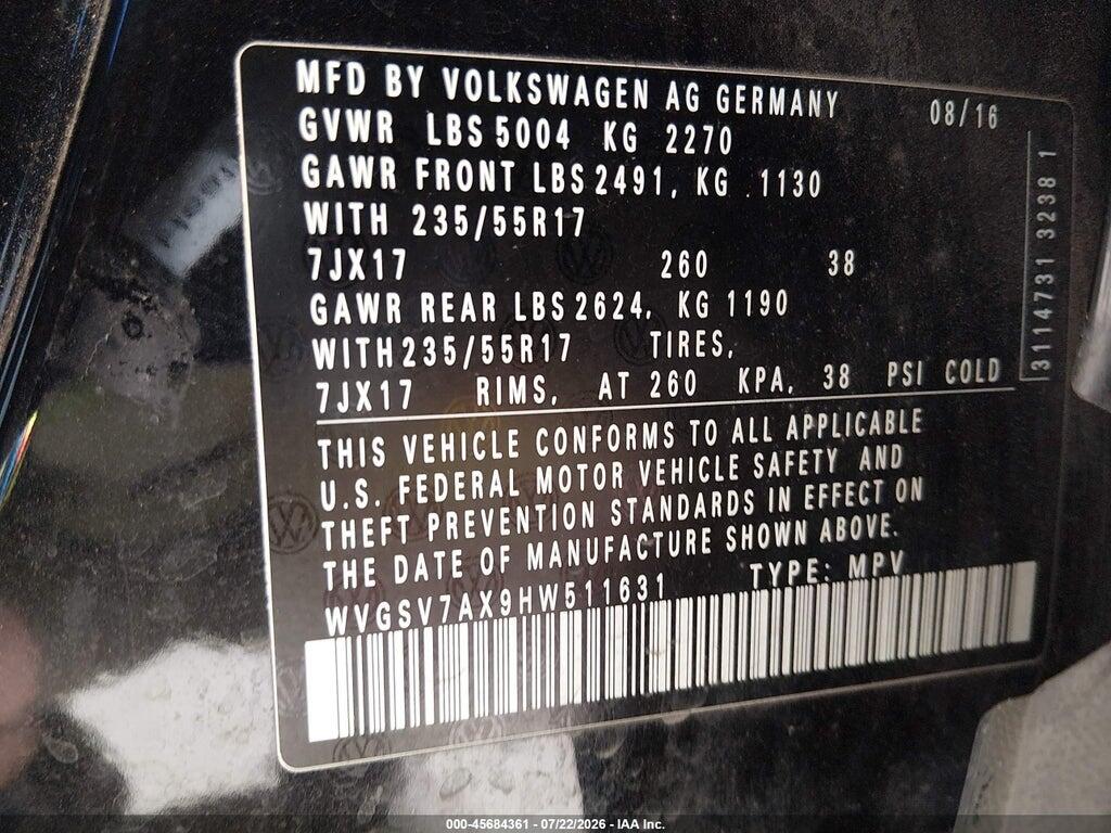 WVGSV7AX9HW511631 2017 VOLKSWAGEN TIGUAN photo no. 9