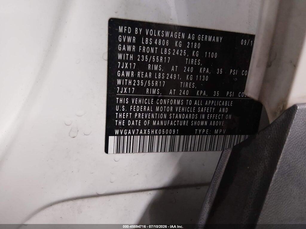 WVGAV7AX5HK050091 2017 VOLKSWAGEN TIGUAN photo no. 9