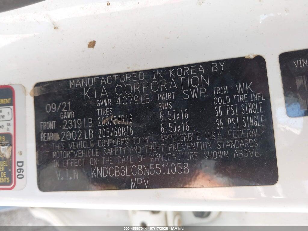 KNDCB3LC8N5511058 2022 KIA NIRO photo no. 9