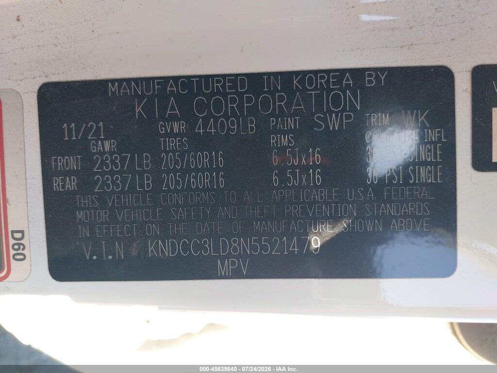 KNDCC3LD8N5521479 2022 KIA NIRO PLUG-IN HYBRID photo no. 9