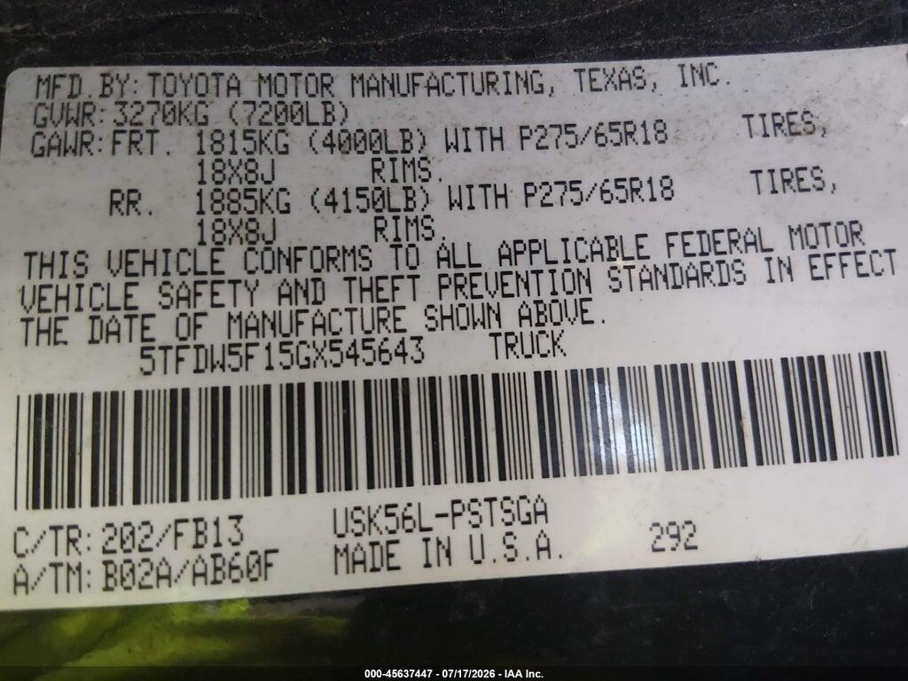 5TFDW5F15GX545643 2016 TOYOTA TUNDRA photo no. 9