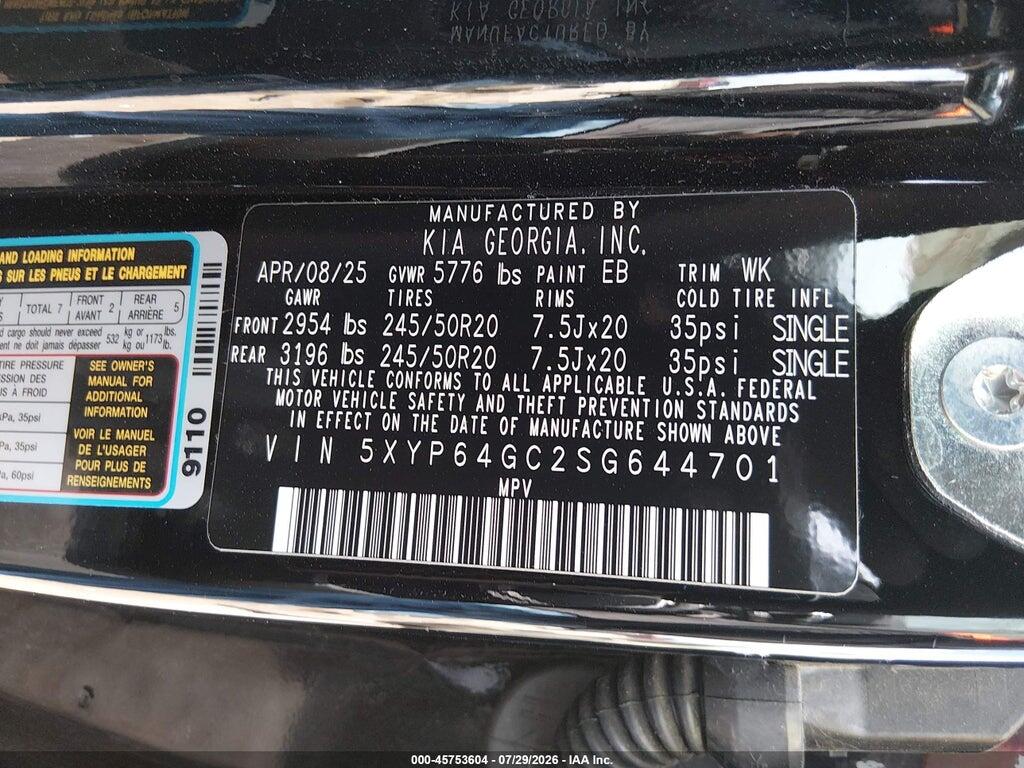 5XYP64GC2SG644701 2025 KIA TELLURIDE photo no. 9