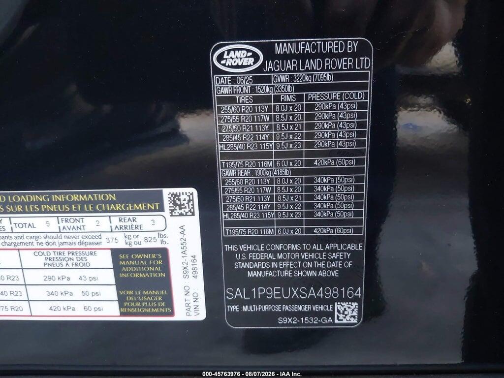 SAL1P9EUXSA498164 2025 LAND ROVER RANGE ROVER SPORT photo no. 9