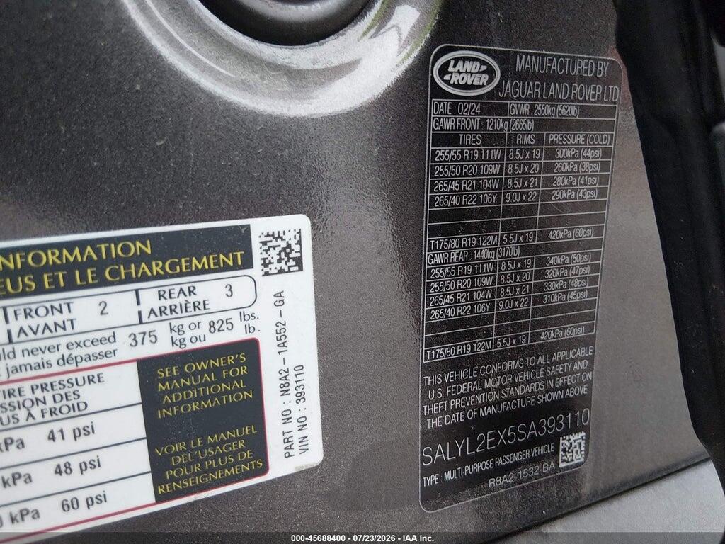 SALYL2EX5SA393110 2025 LAND ROVER RANGE ROVER VELAR photo no. 9