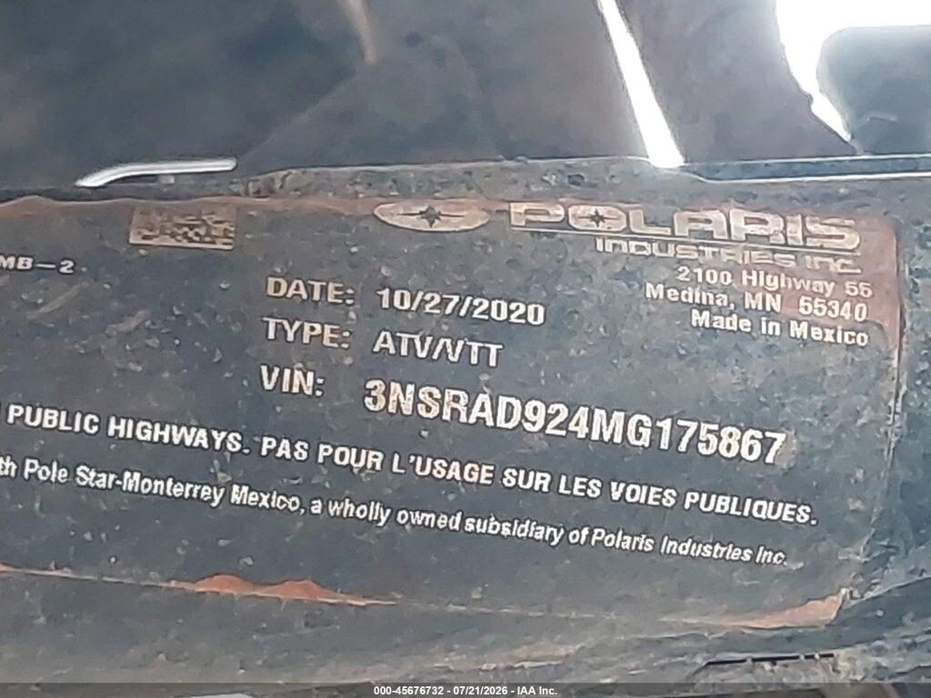 3NSRAD924MG175867 2021 POLARIS RZR photo no. 10