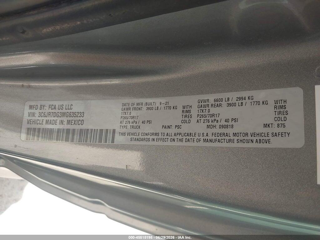 3C6JR7DG3MG635233 2021 RAM 1500 CLASSIC photo no. 9