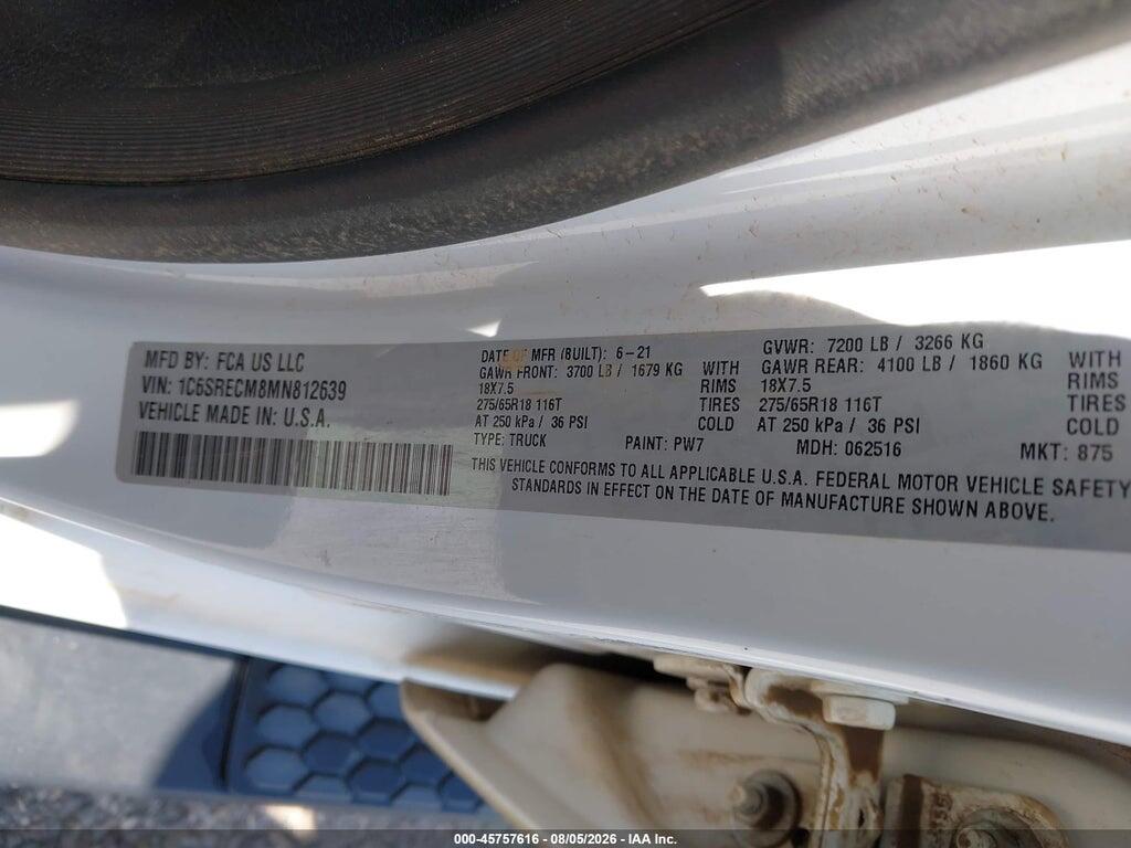 1C6SRECM8MN812639 2021 RAM 1500 photo no. 9