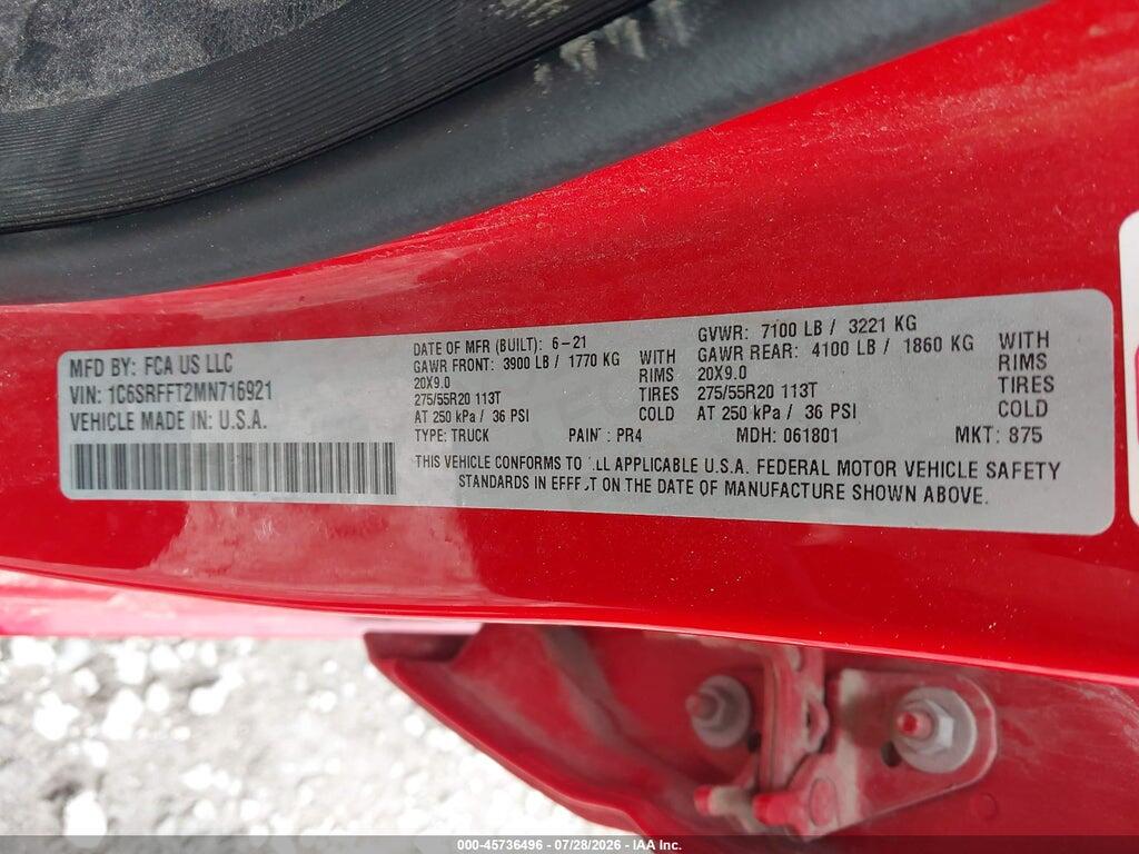 1C6SRFFT2MN716921 2021 RAM 1500 photo no. 9