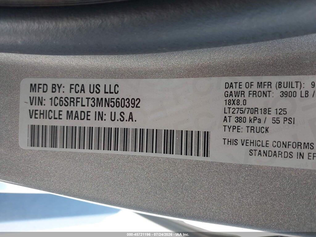 1C6SRFLT3MN560392 2021 RAM 1500 photo no. 9