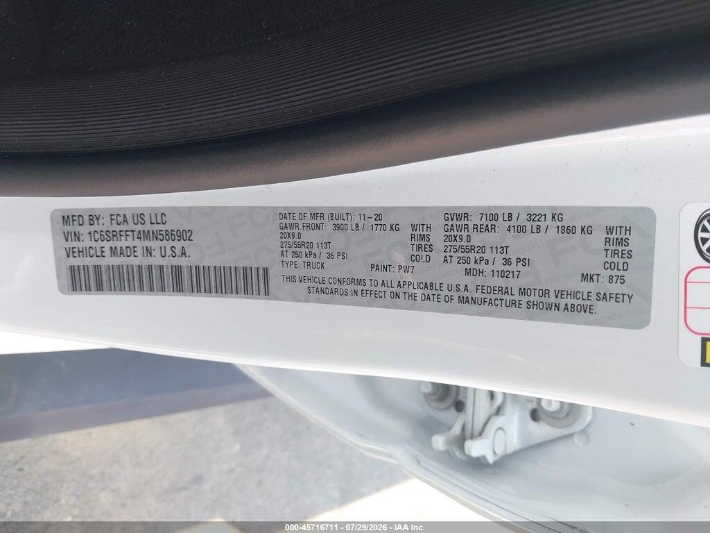 1C6SRFFT4MN586902 2021 RAM 1500 photo no. 9