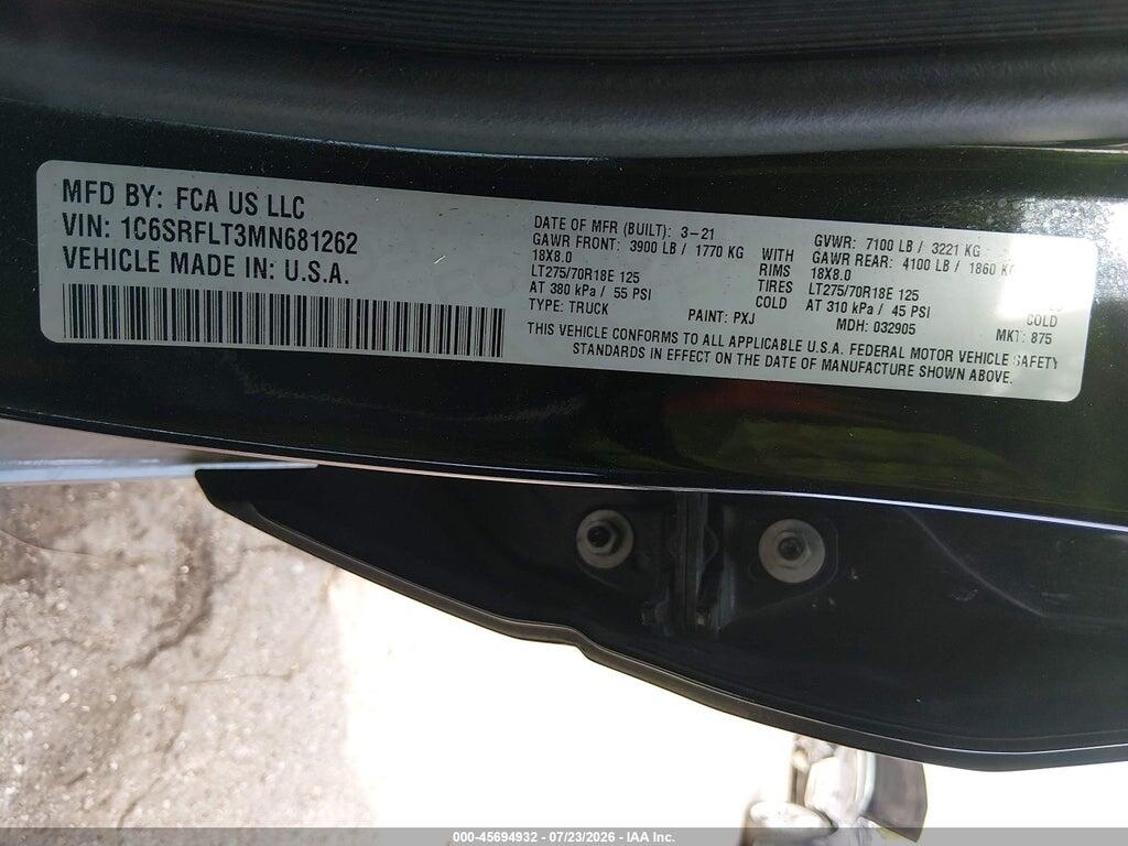 1C6SRFLT3MN681262 2021 RAM 1500 photo no. 9