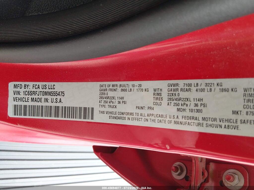 1C6SRFJT0MN555475 2021 RAM 1500 photo no. 9