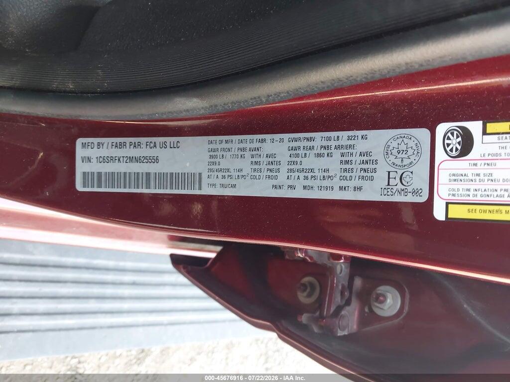 1C6SRFKT2MN625556 2021 RAM 1500 photo no. 9
