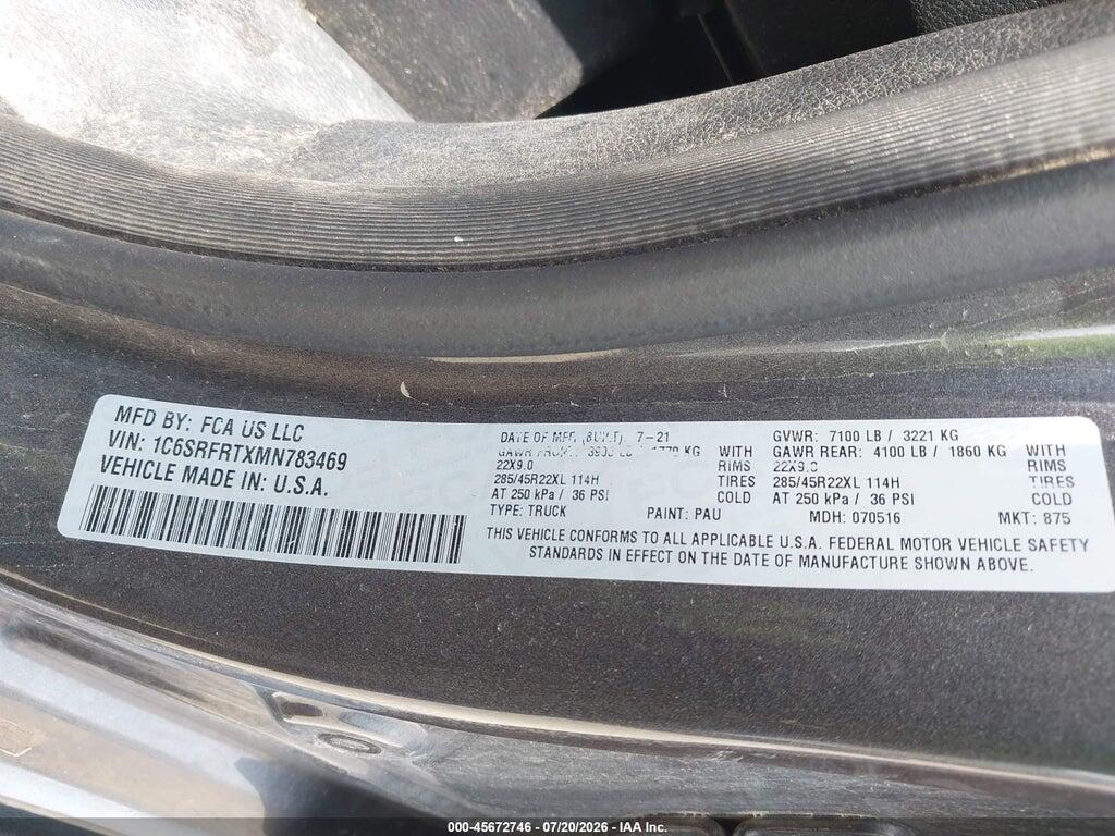 1C6SRFRTXMN783469 2021 RAM 1500 photo no. 9
