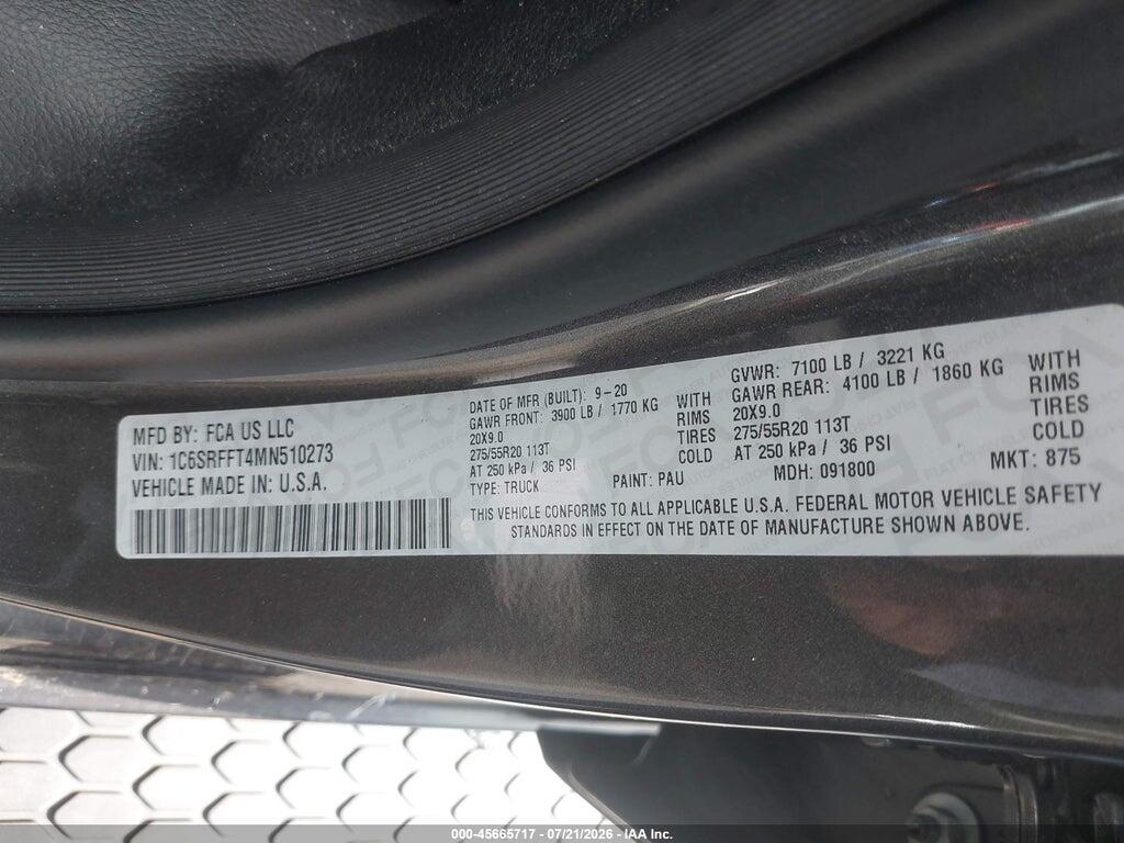 1C6SRFFT4MN510273 2021 RAM 1500 photo no. 9