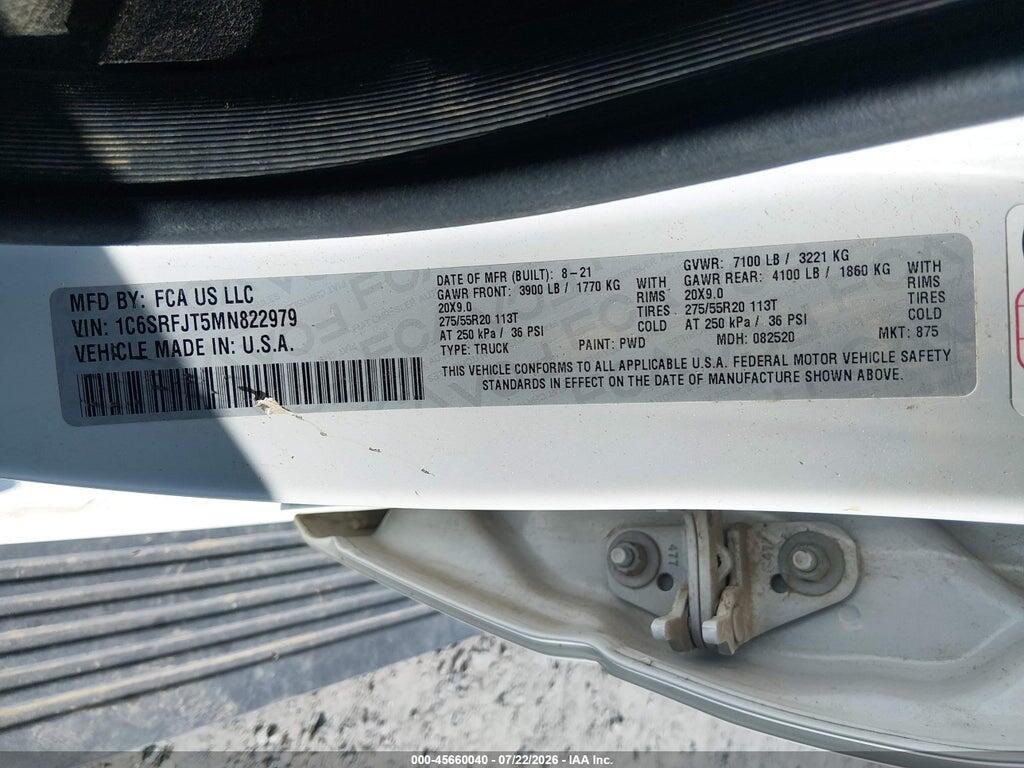 1C6SRFJT5MN822979 2021 RAM 1500 photo no. 9