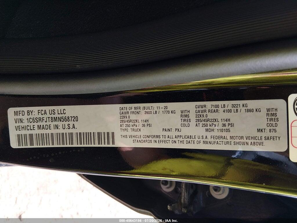 1C6SRFJT8MN568720 2021 RAM 1500 photo no. 9