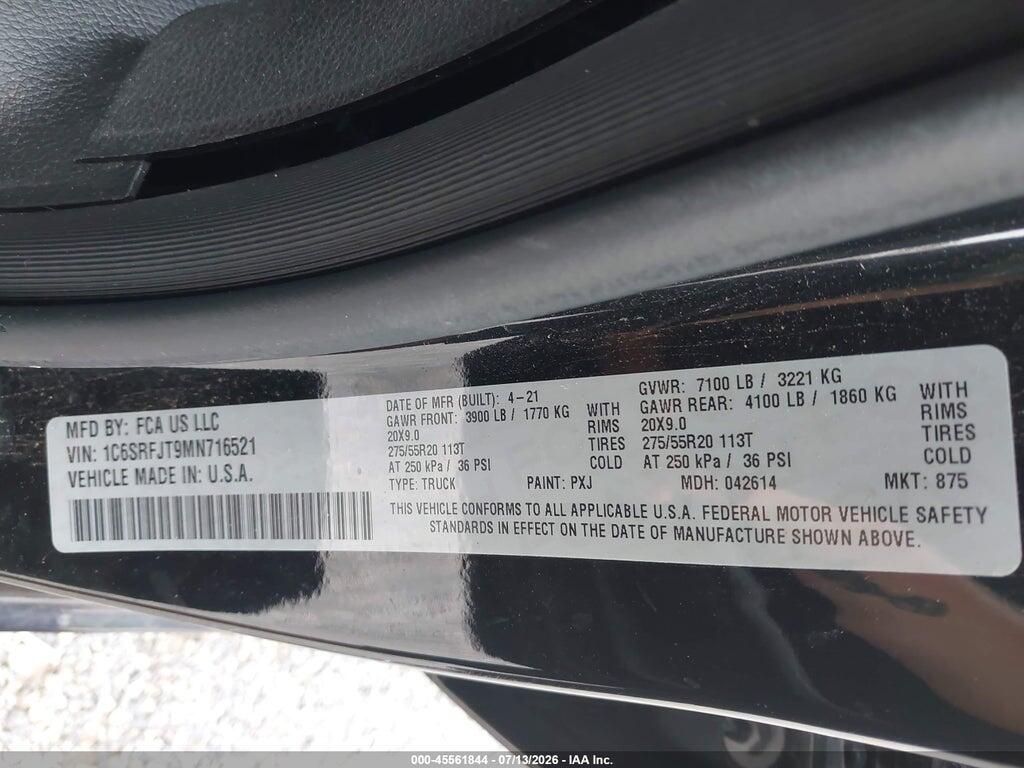 1C6SRFJT9MN716521 2021 RAM 1500 photo no. 9