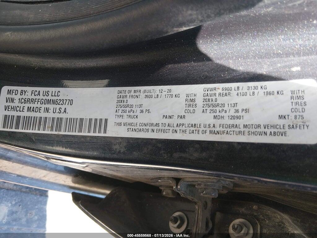 1C6RRFFG0MN623770 2021 RAM 1500 photo no. 9
