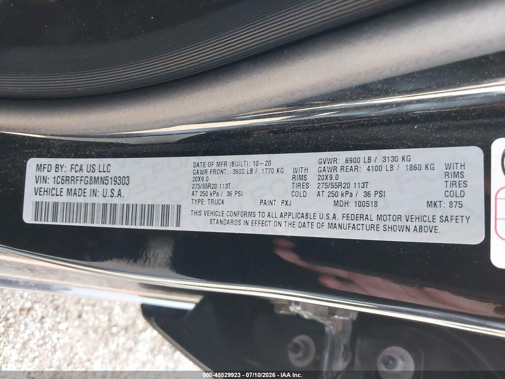 1C6RRFFG8MN519303 2021 RAM 1500 photo no. 9