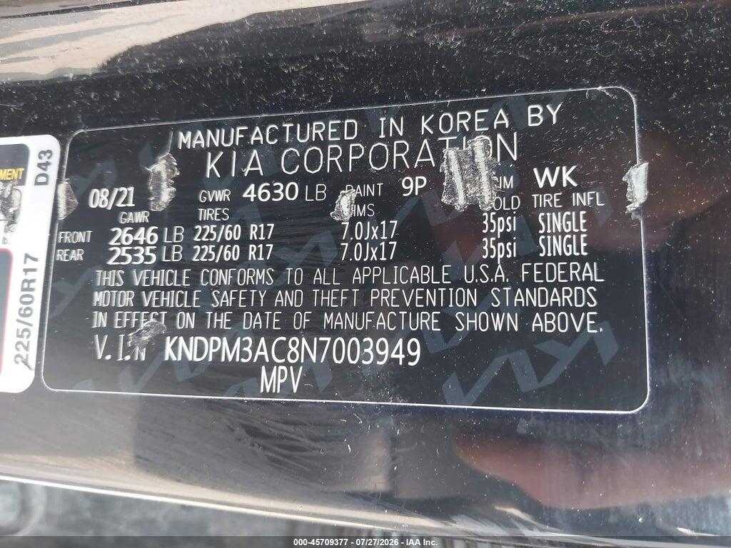KNDPM3AC8N7003949 2022 KIA SPORTAGE photo no. 9