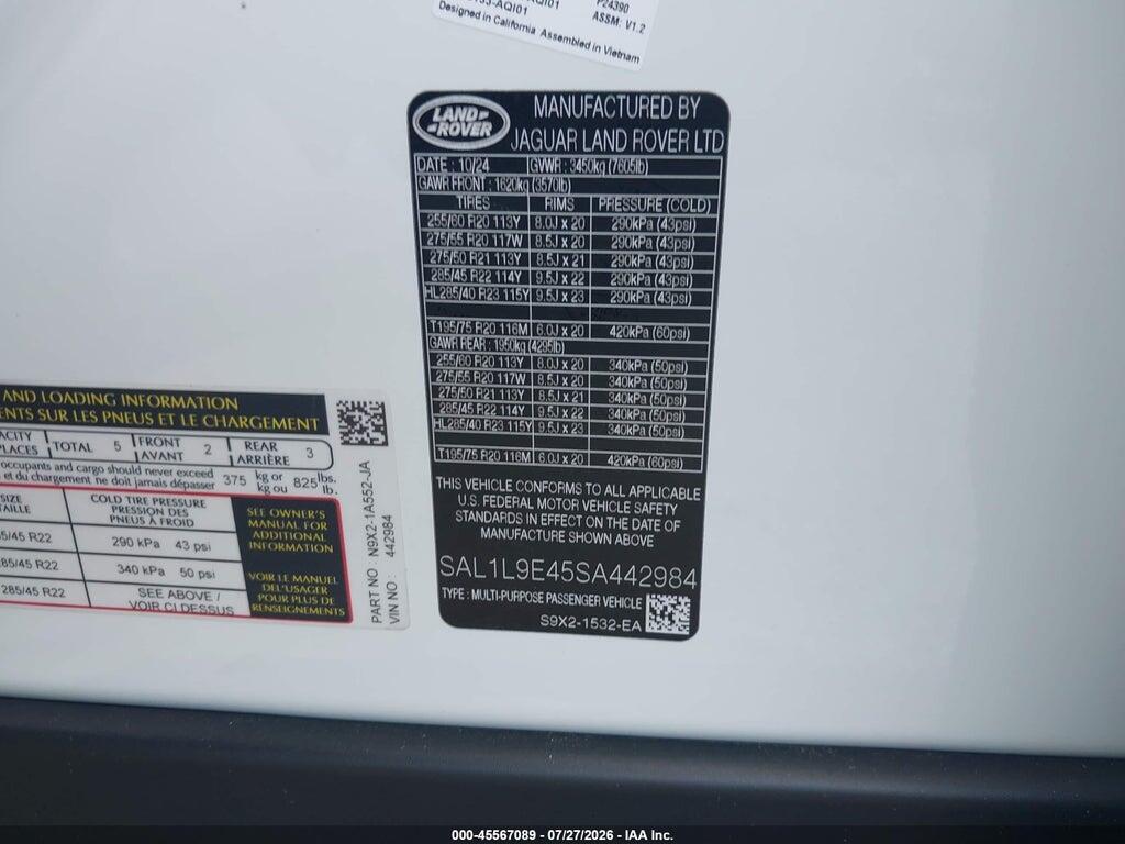 SAL1L9E45SA442984 2025 LAND ROVER RANGE ROVER SPORT photo no. 9