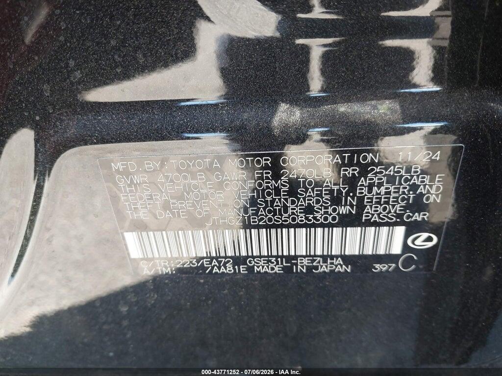 JTHGZ1B20S5083300 2025 LEXUS IS 350 photo no. 9