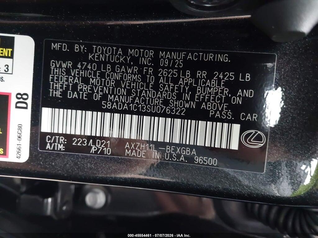 58ADA1C13SU076322 2025 LEXUS ES 300H photo no. 9