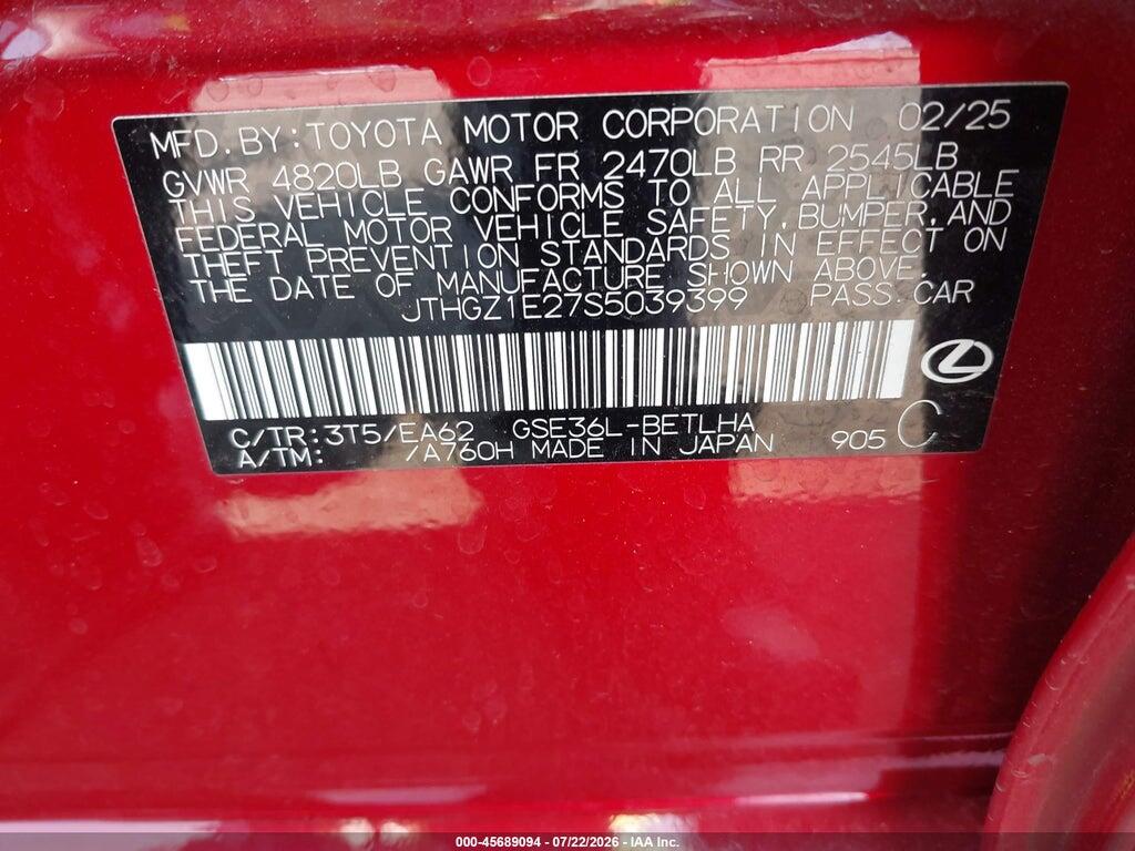 JTHGZ1E27S5039399 2025 LEXUS IS 350 photo no. 9