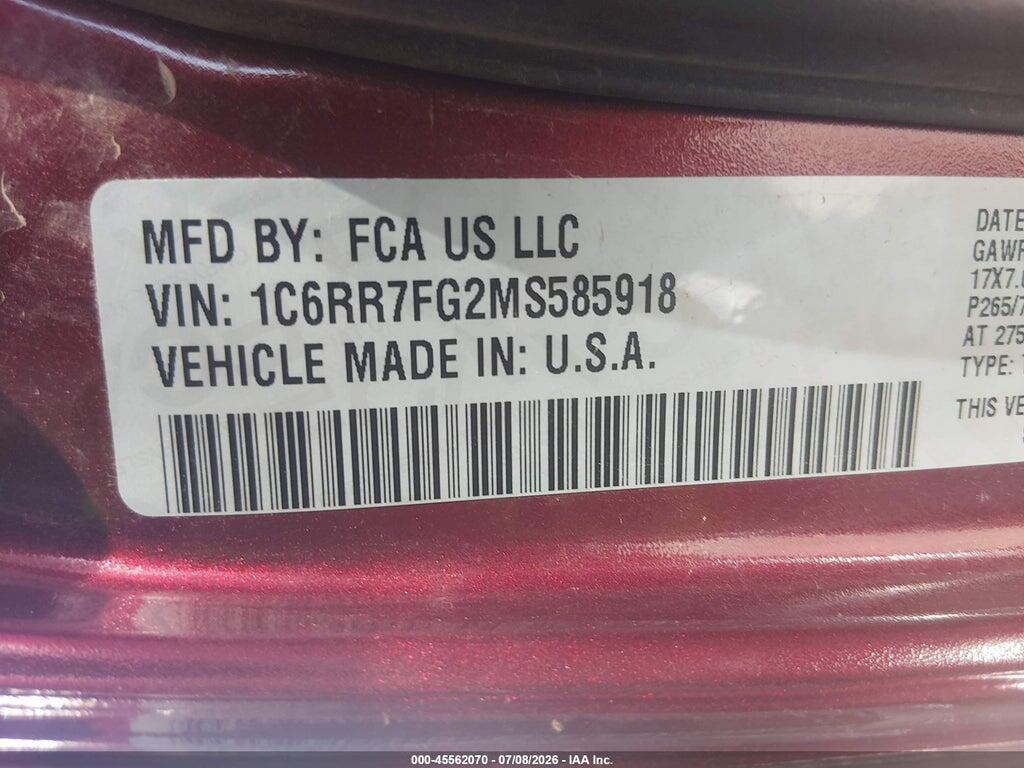 1C6RR7FG2MS585918 2021 RAM 1500 CLASSIC photo no. 9