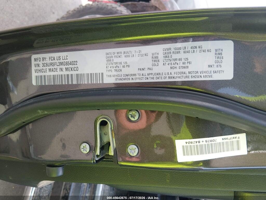 3C6UR5FL3MG654022 2021 RAM 2500 photo no. 9