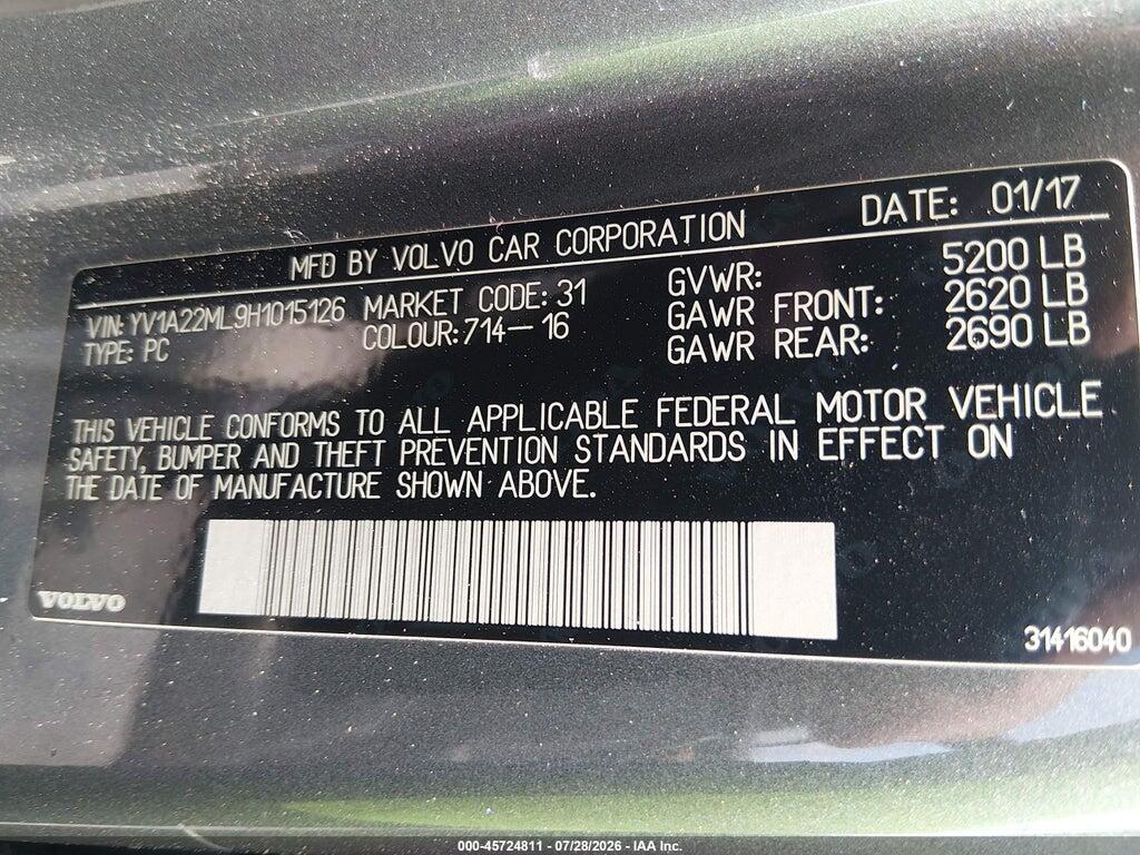 YV1A22ML9H1015126 2017 VOLVO S90 photo no. 9