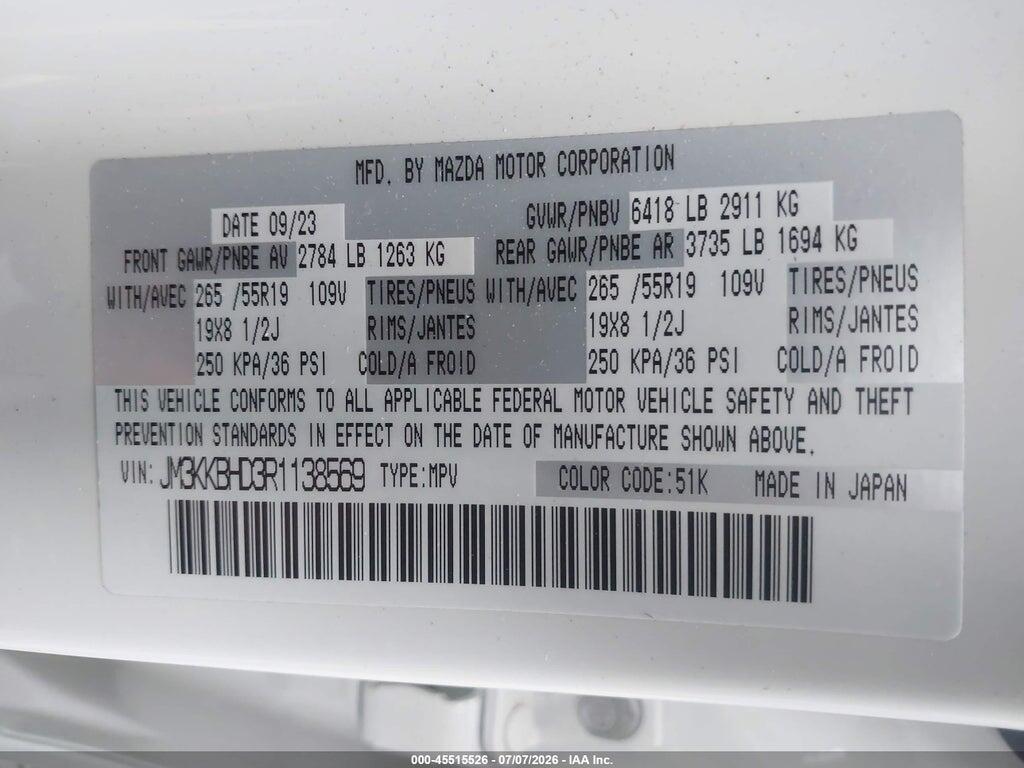 JM3KKBHD3R1138569 2024 MAZDA CX-90 photo no. 9