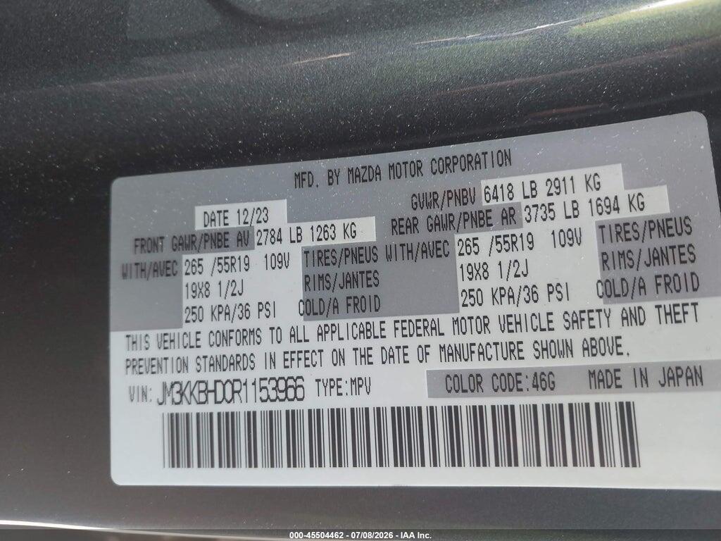 JM3KKBHD0R1153966 2024 MAZDA CX-90 photo no. 9