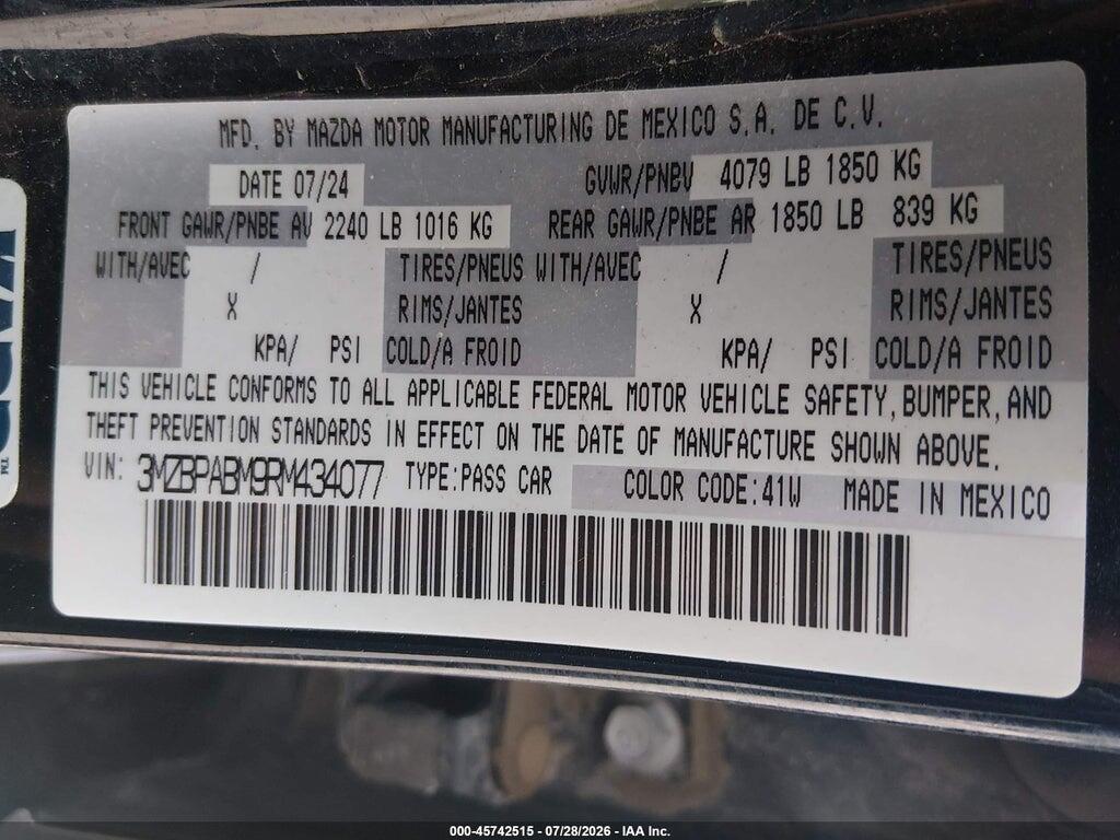 3MZBPABM9RM434077 2024 MAZDA MAZDA3 photo no. 9