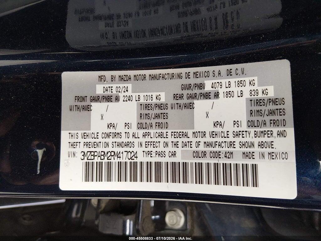 3MZBPABM2RM417024 2024 MAZDA MAZDA3 photo no. 9