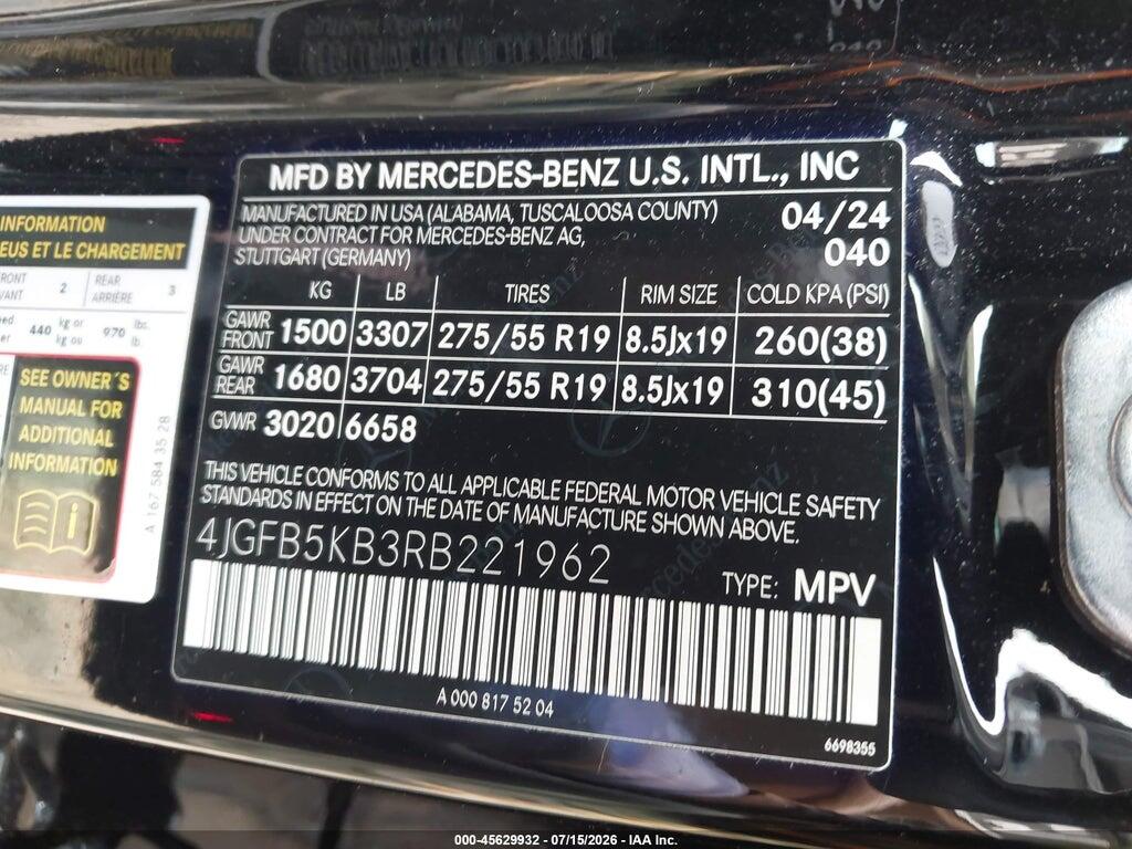 4JGFB5KB3RB221962 2024 MERCEDES-BENZ GLE 450 photo no. 9