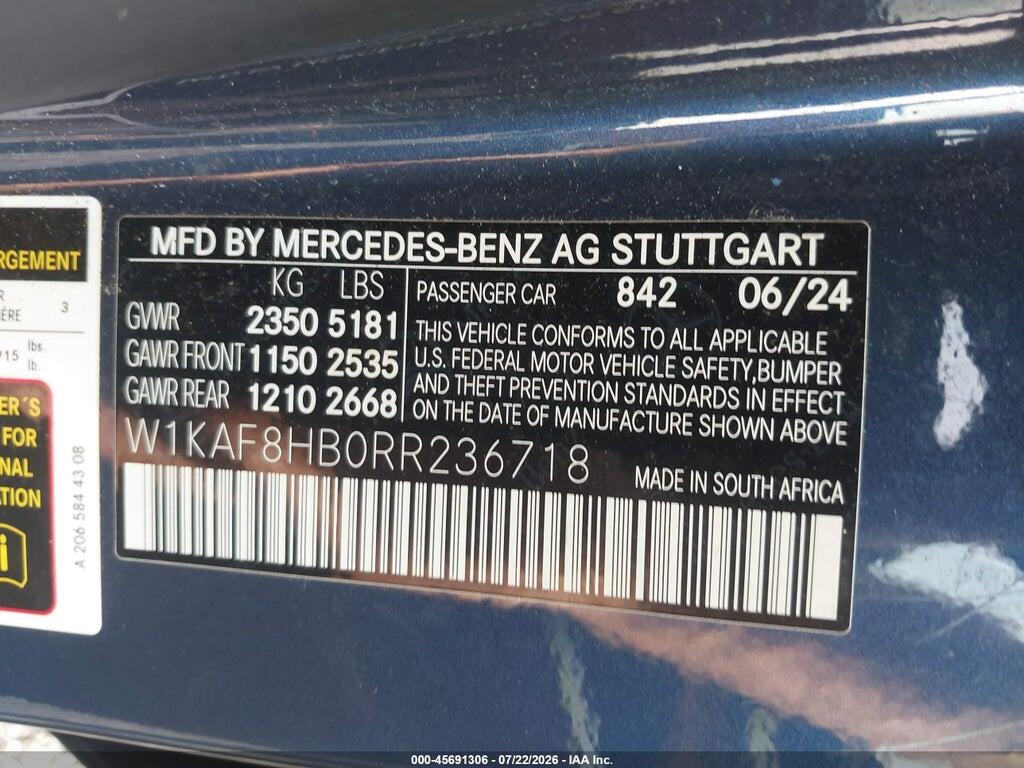 W1KAF8HB0RR236718 2024 MERCEDES-BENZ AMG C 43 photo no. 9