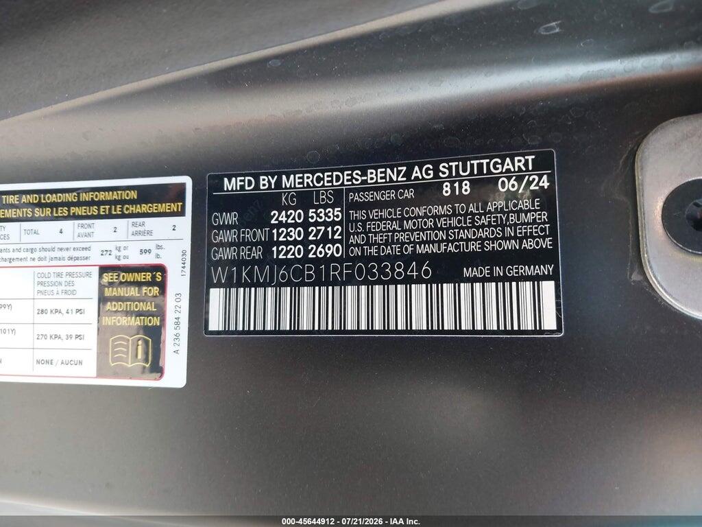 W1KMJ6CB1RF033846 2024 MERCEDES-BENZ AMG CLE 53 photo no. 9