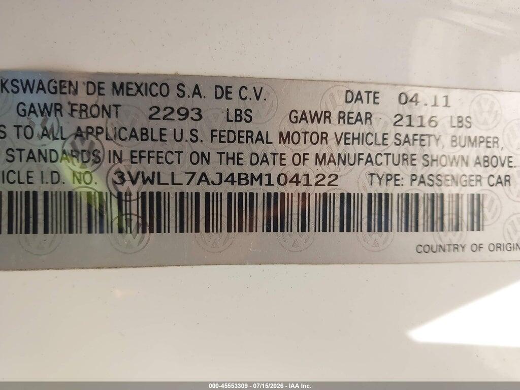 3VWLL7AJ4BM104122 2011 VOLKSWAGEN JETTA photo no. 9